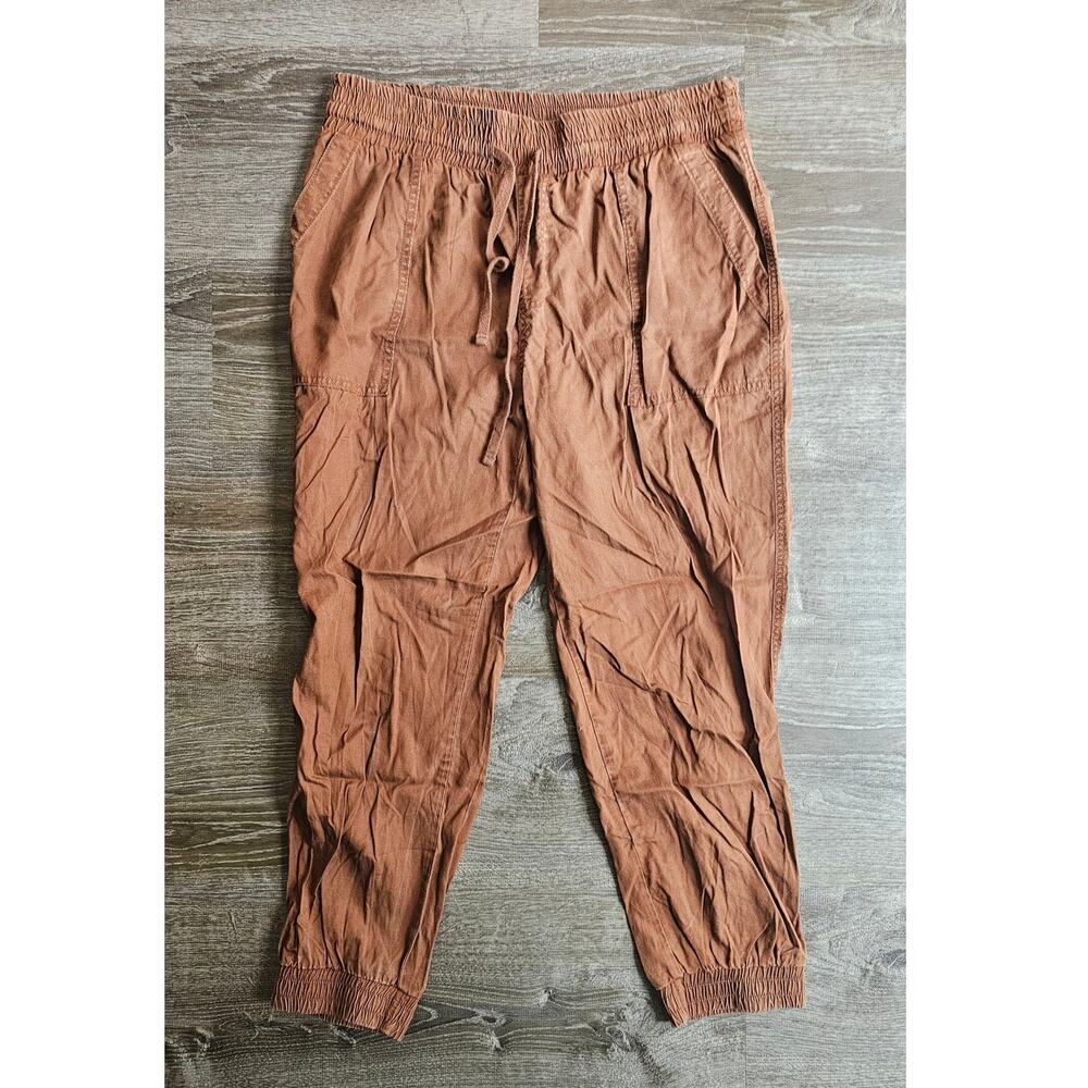 A New Day Brown Lyocell Cotton Blend Pull-On Trousers Women's Size Large
